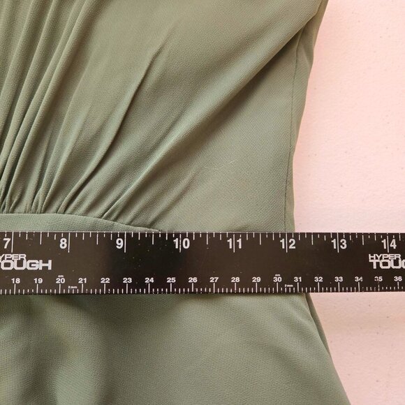 Azazie Adele Bridesmaid Dress Womens Size C 2 Green Chiffon A-line Halter Ruffle - Picture 6 of 15